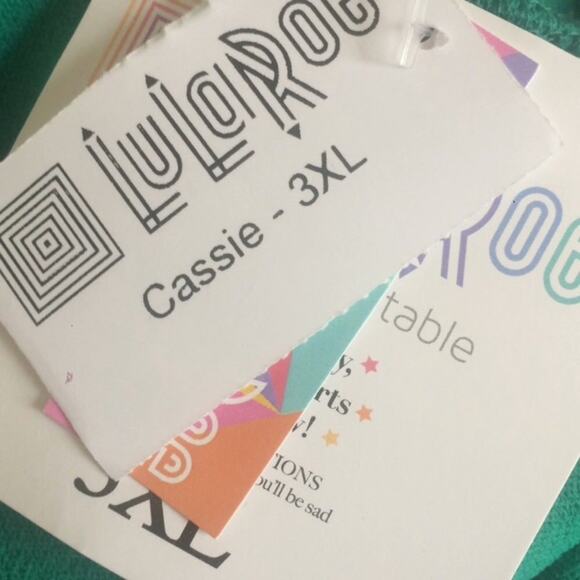 NEW Lularoe Cassie Colorblock Skirt Green Pink Size 3XL NWT - Picture 7 of 8